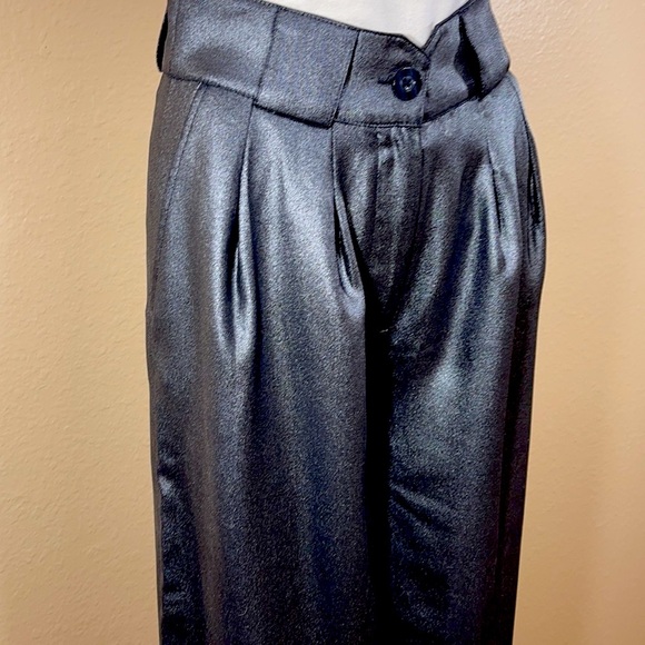 🌱 NWT L’Acqdemie High Waist Wide Leg Metallic Pants - Picture 6 of 9